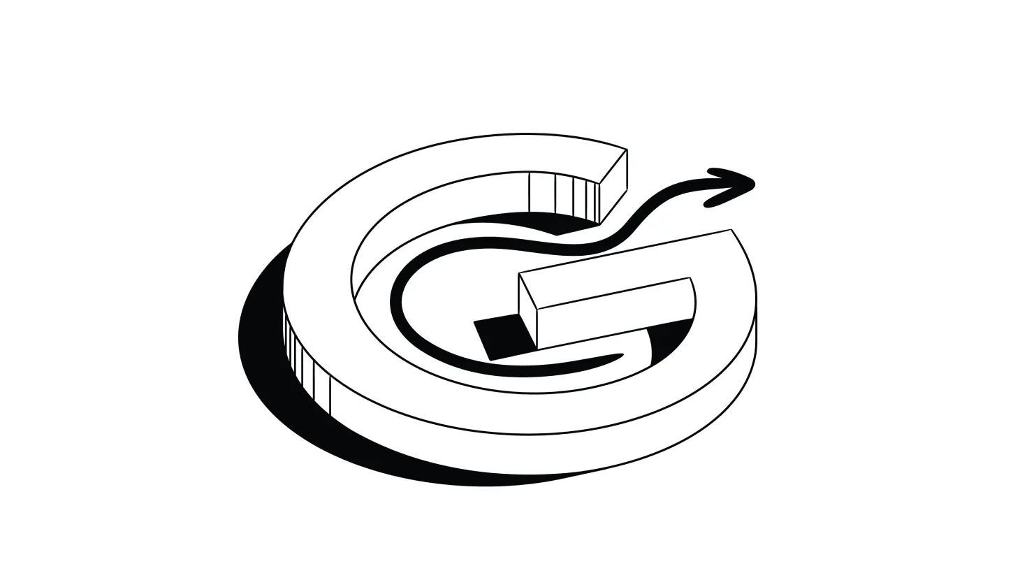 Illustration of the Google logo with an arrow inside